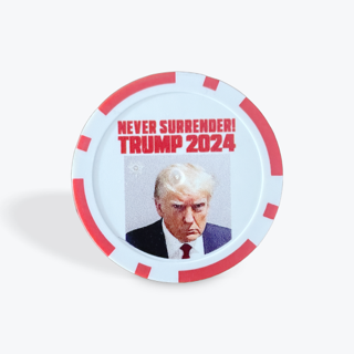 Never Surrender Trump 2024 Mugshot Golf Ball Marker Clay Poker
